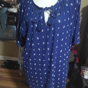 Isaac Mizrahi Blue Tie Front Blouse